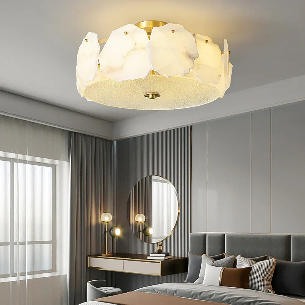 Alabaster Artze Brass Ceiling Light