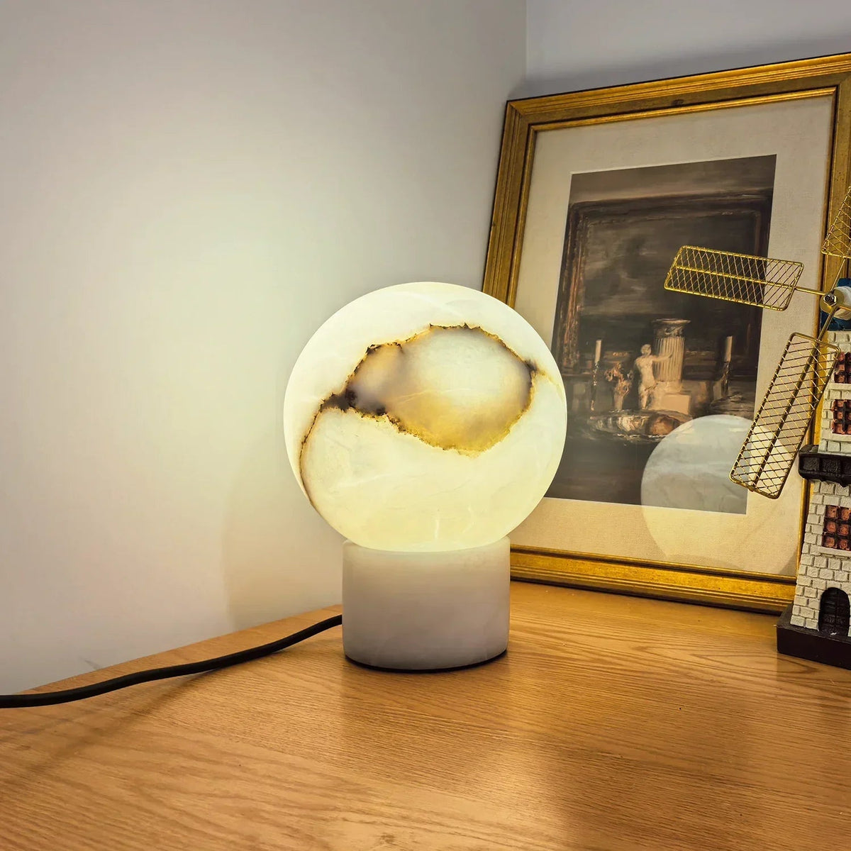 Alabaster Athena Ball Table Lamp