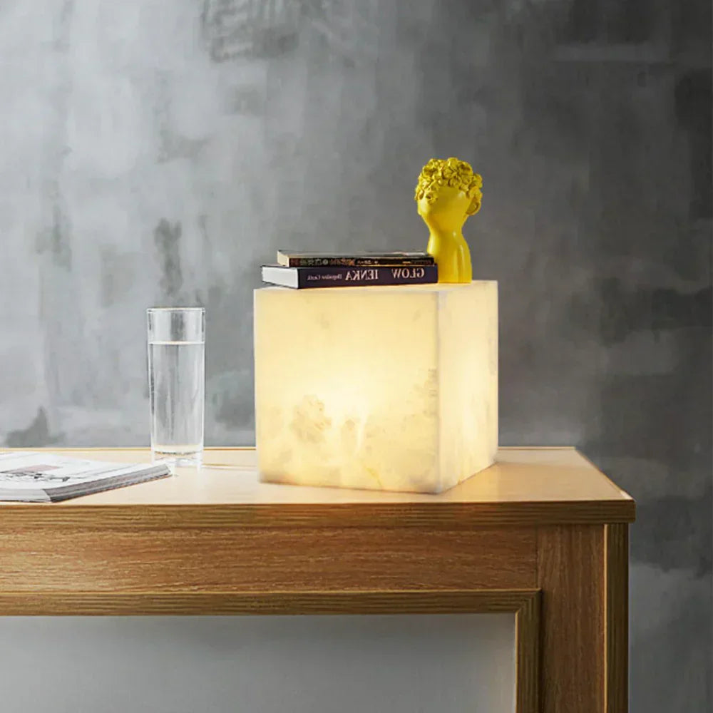 Alabaster Cubic Table Lamp