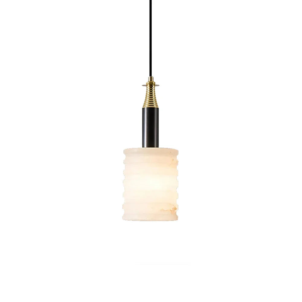 Alabaster Cylindrical Thread Pendant Light