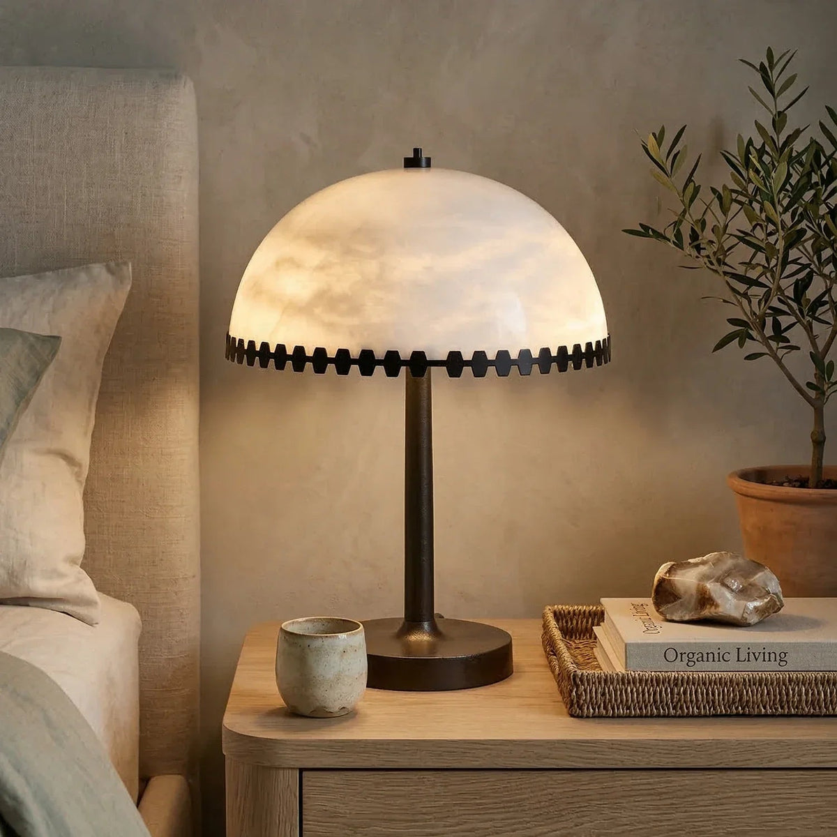 Alabaster Dome Trim Table Lamp