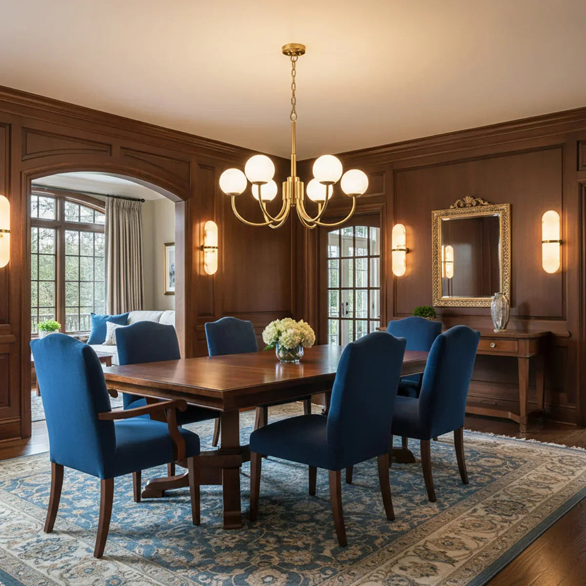 Alabaster Modern Brass Chandelier