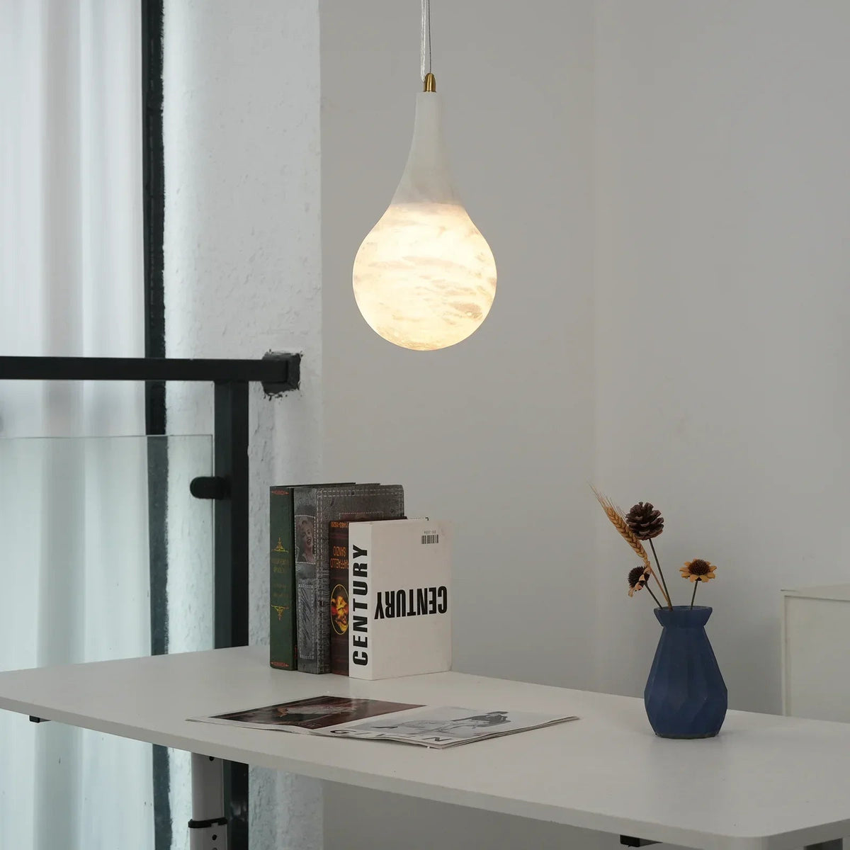 Alabaster Raindrop Pendant Light
