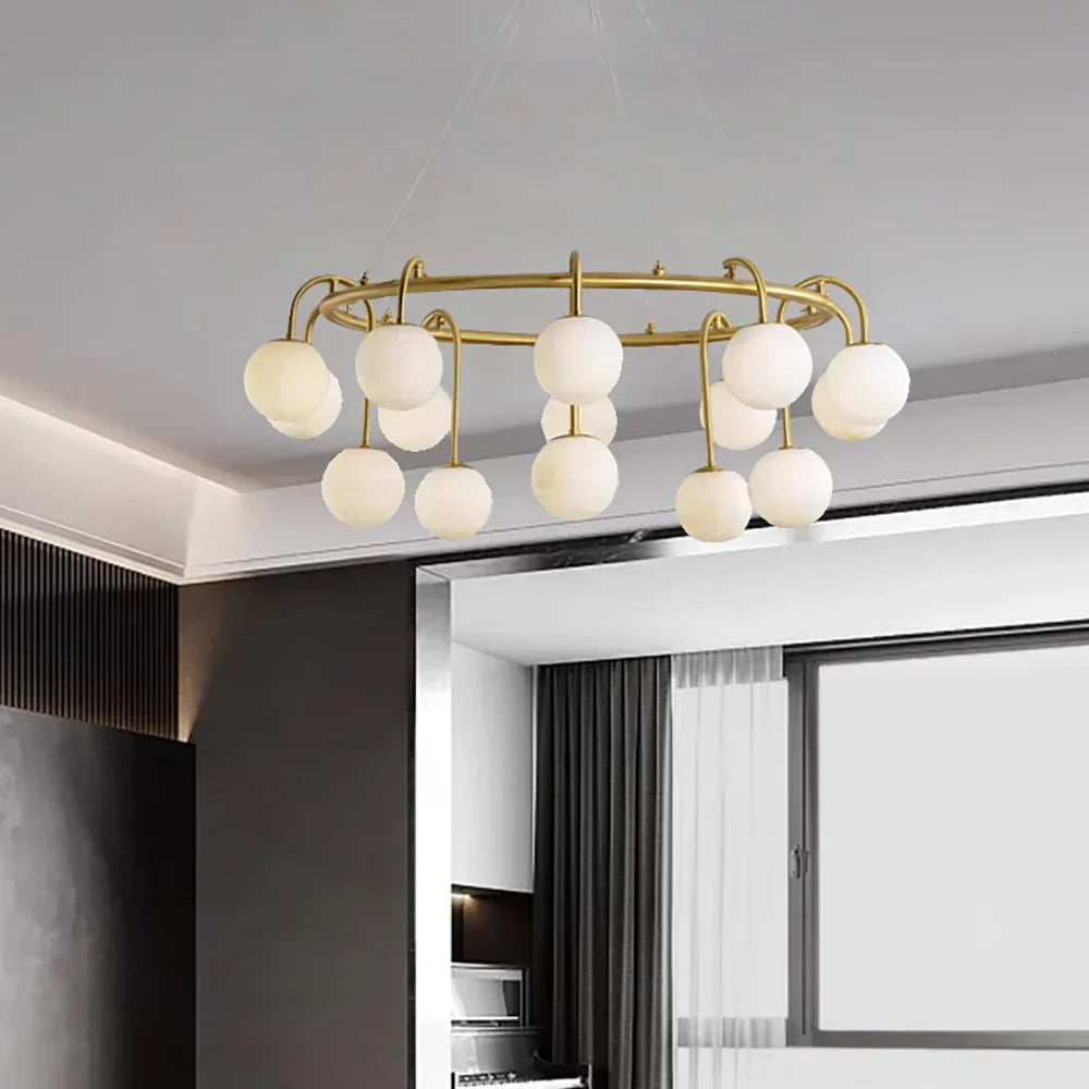 Alabaster Sphere Ring Chandelier