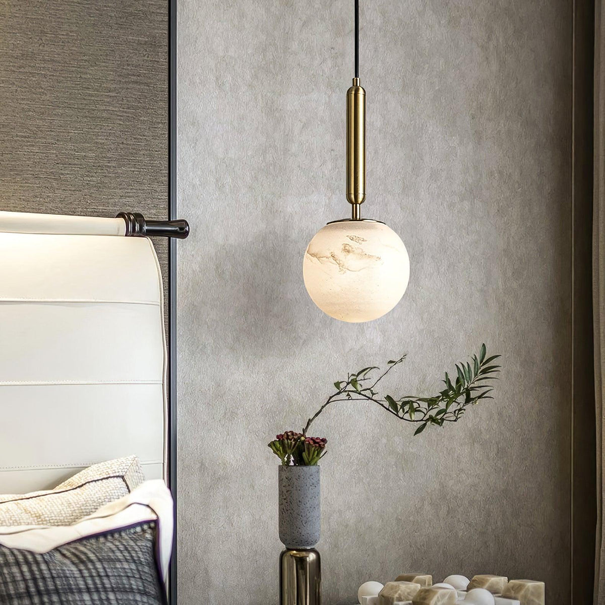 Round Bosso Alabaster Pendant Lamp