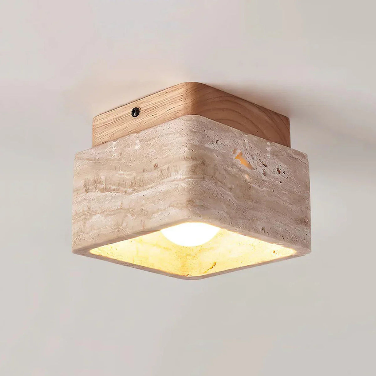 Cube Terra Block Travertine Ceiling Light