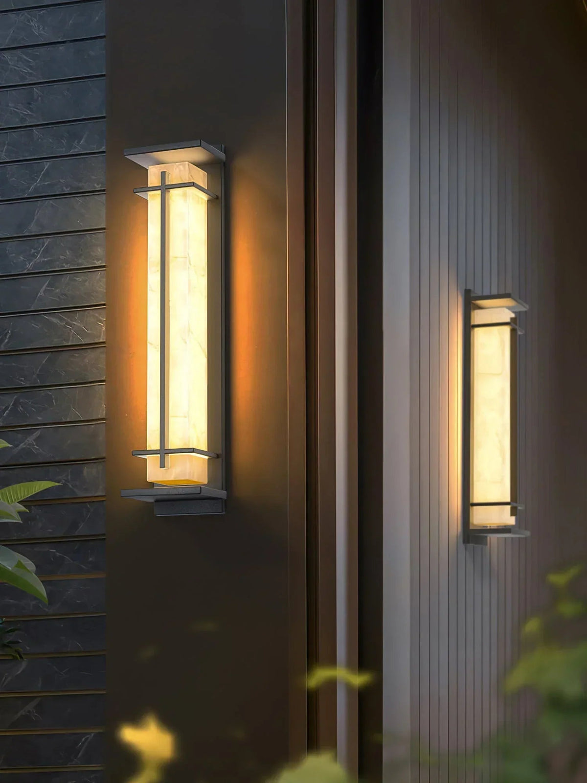 Imitation Alabaster Square Outdoor Wall Light