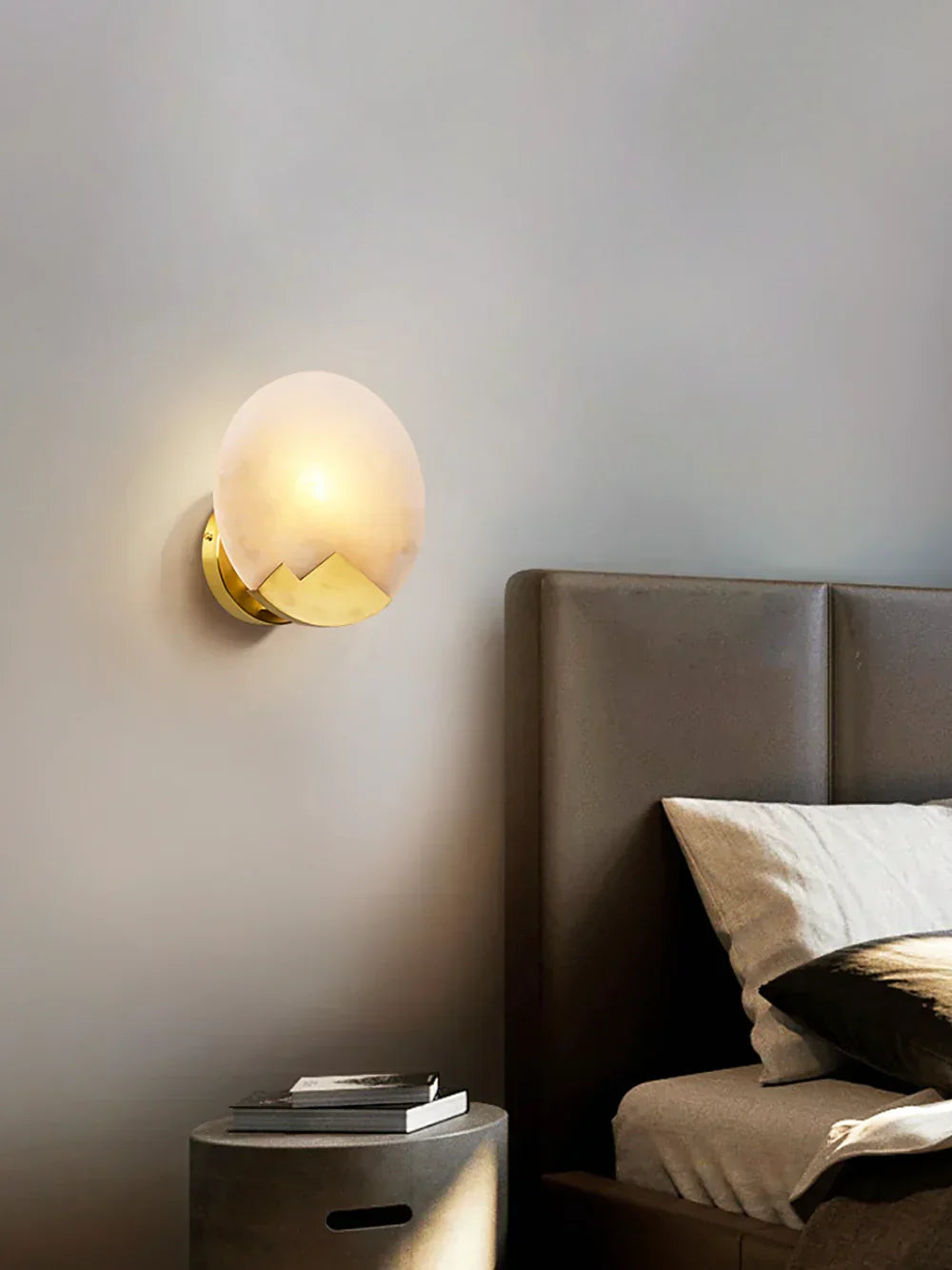 Modern Alabaster Brass Wall Light