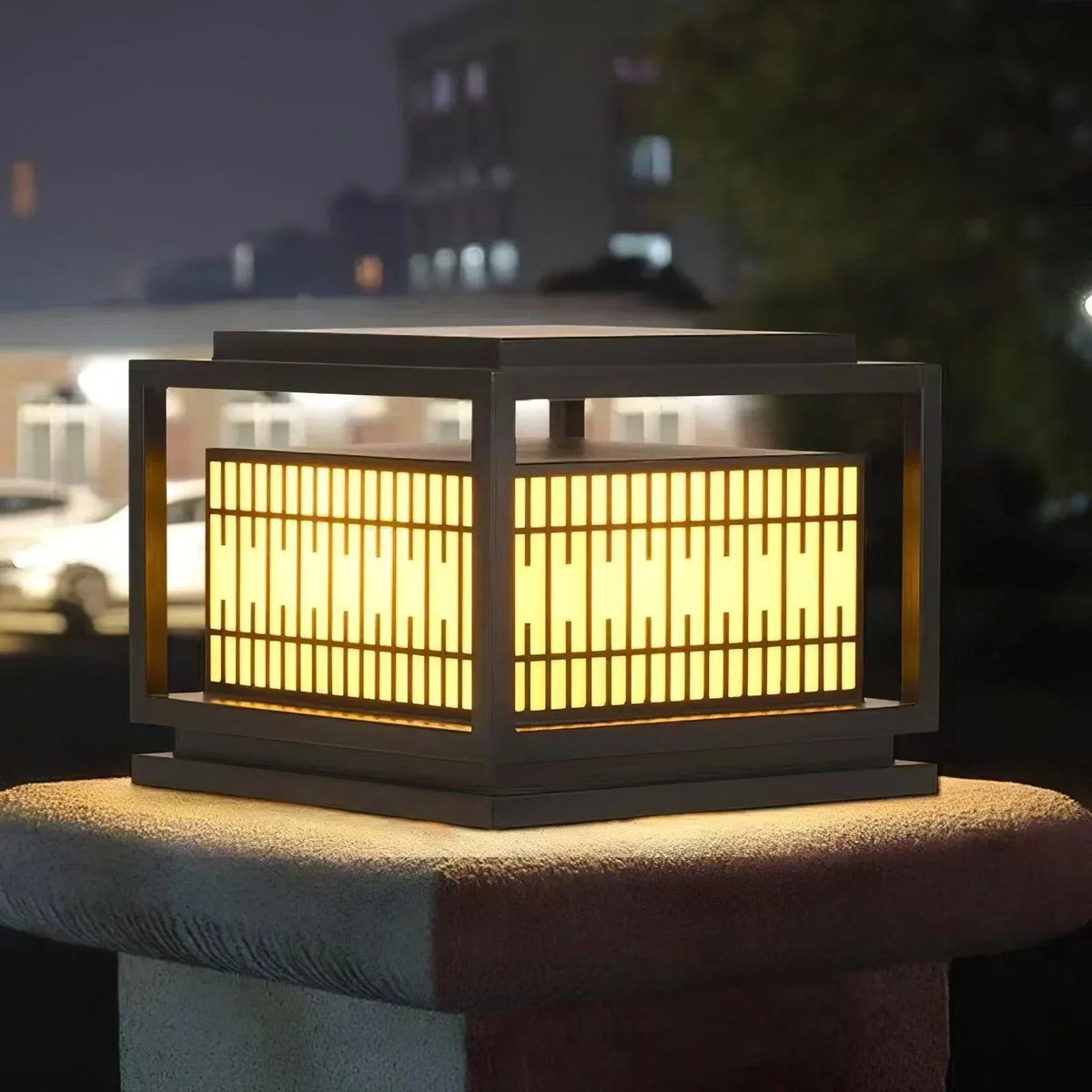 Modern Square Window Grille Outdoor Post Light
