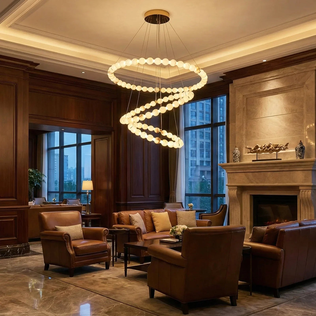 Pearl Alabaster Necklace Round Chandelier