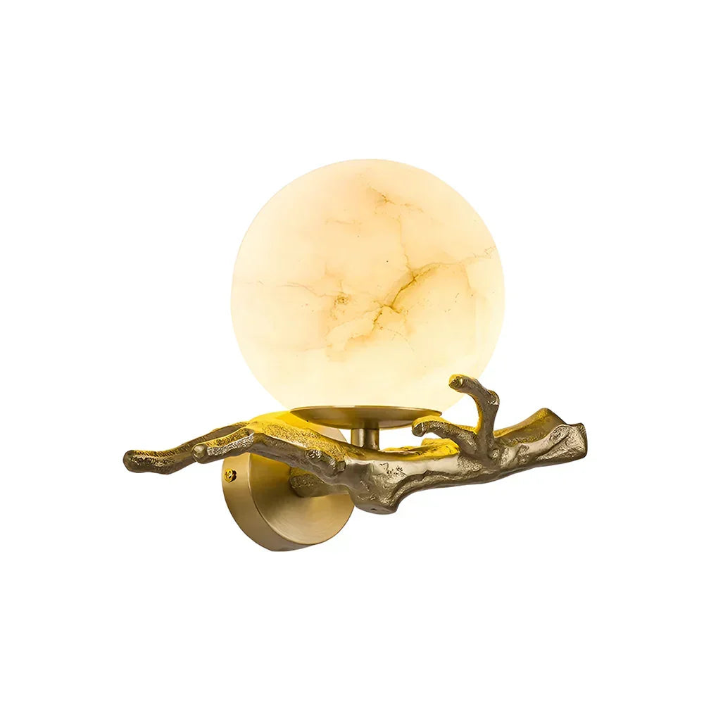 Retro Brass Twigs Alabaster Wall Lamp