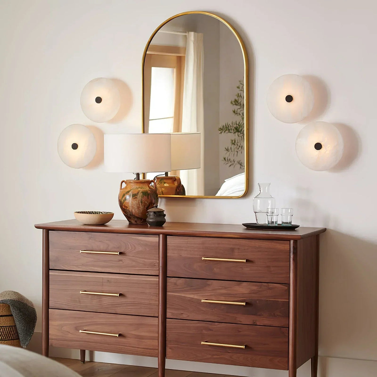 Round Ankeny Alabaster Ceiling Lamp