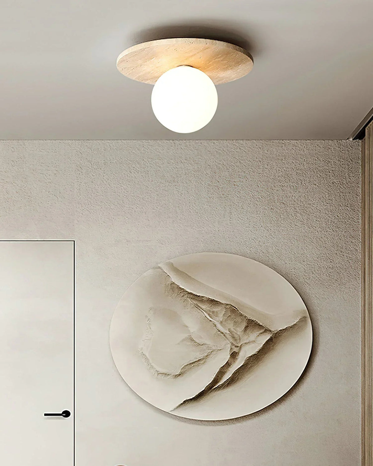 Tanner Disc Travertine Ceiling Light