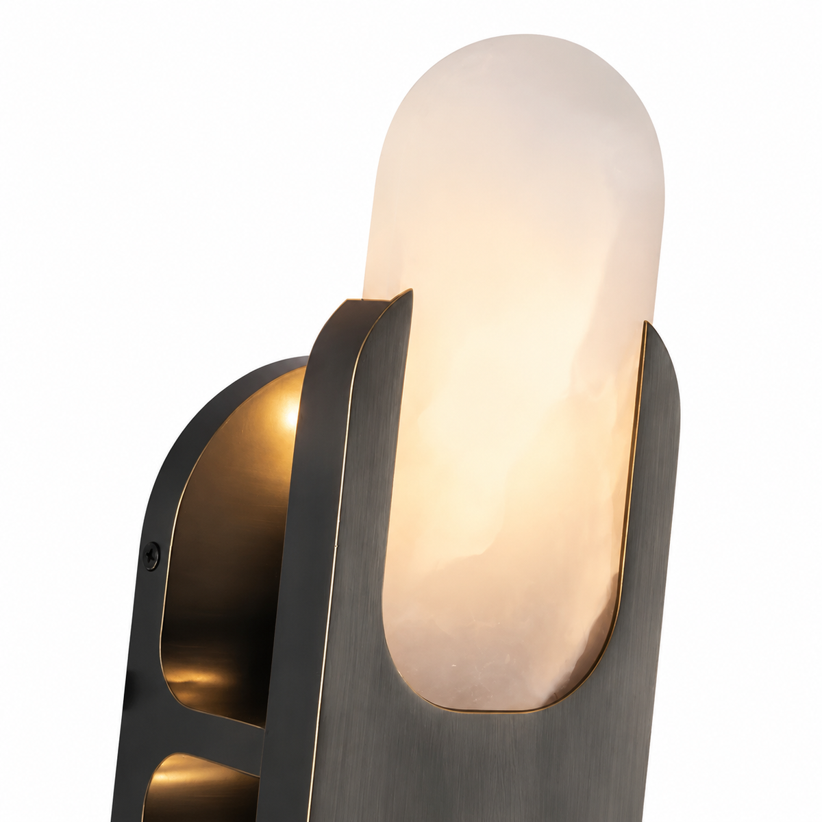 Lunara Loop marble diffuser and metal frame close-up detail