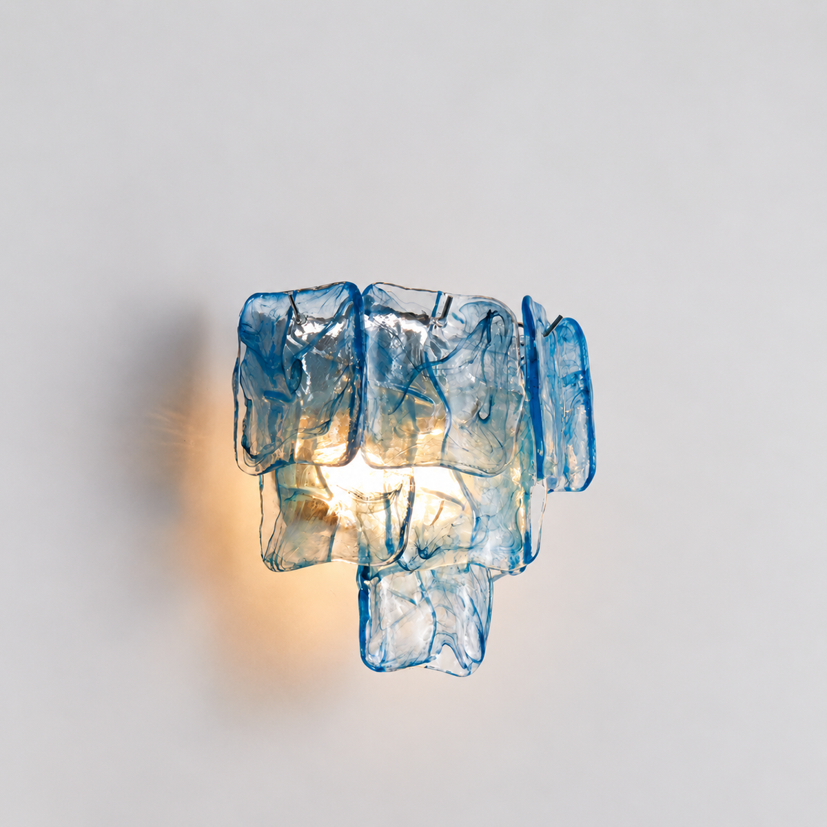 Marea Fold three-tier art glass wall sconce blue silver