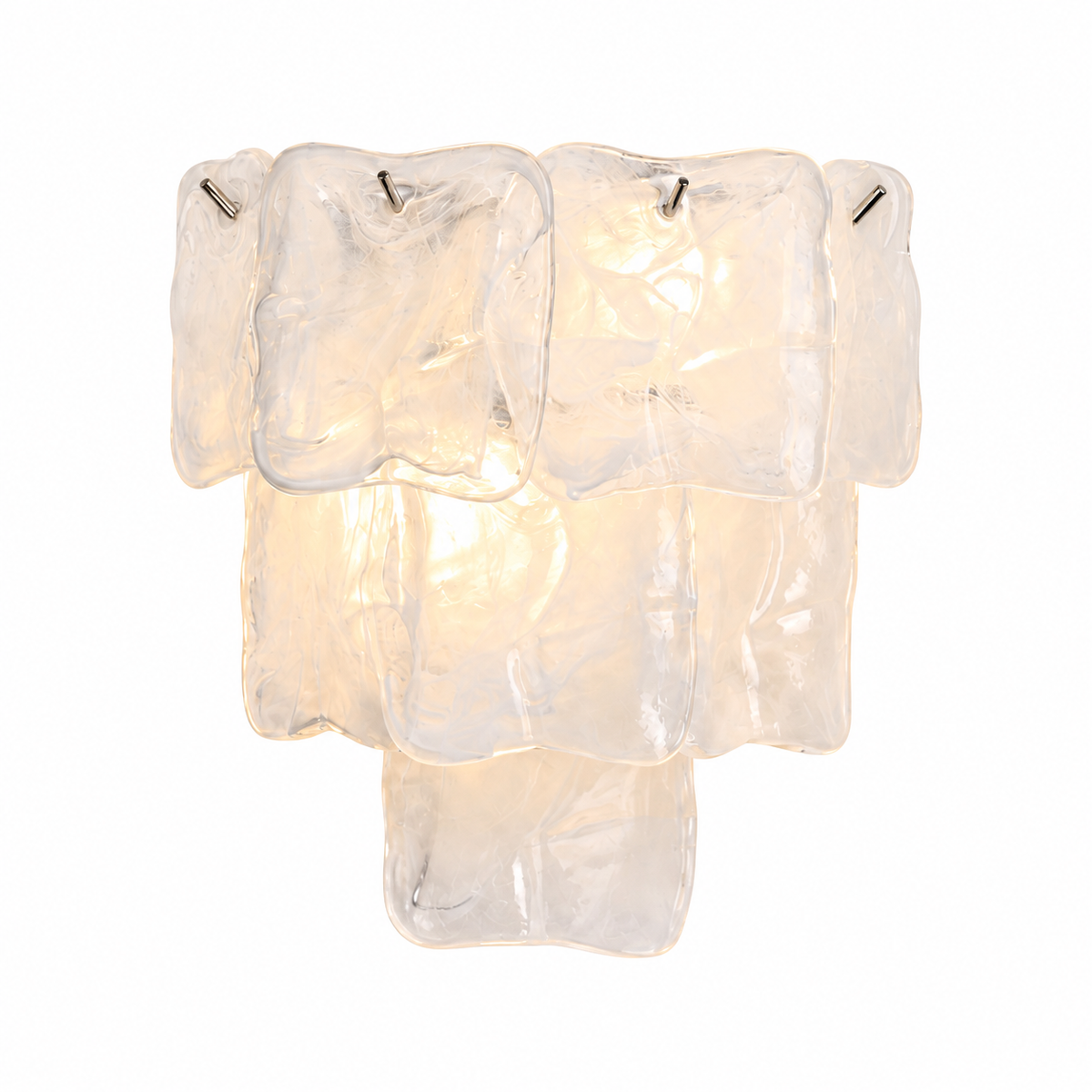 Marea Fold three-tier art glass wall sconce clear cloud silver