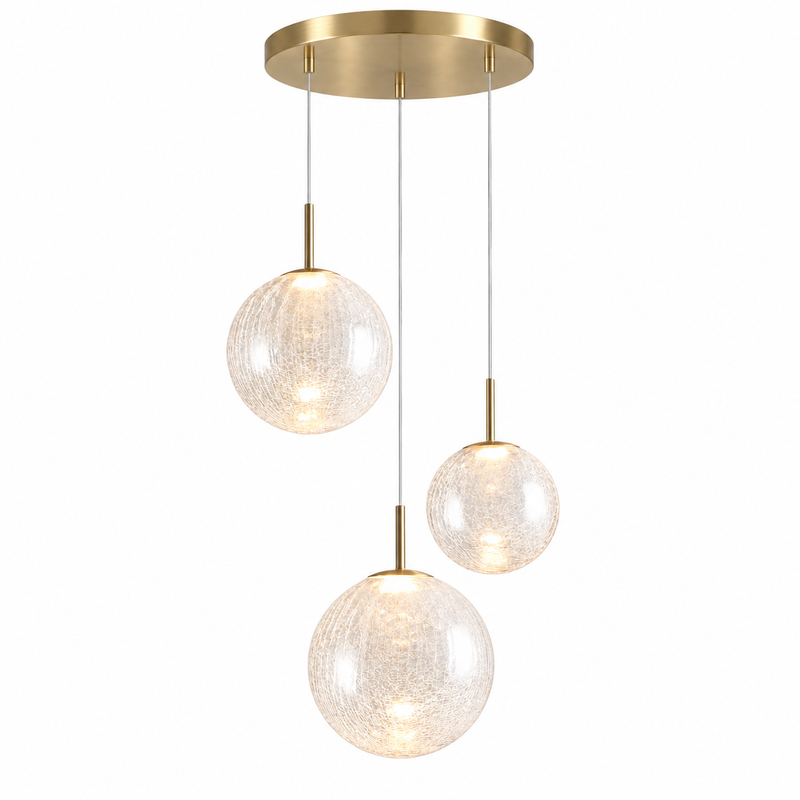 Casens Hand-Blown Glass Globe Round LED Chandelier