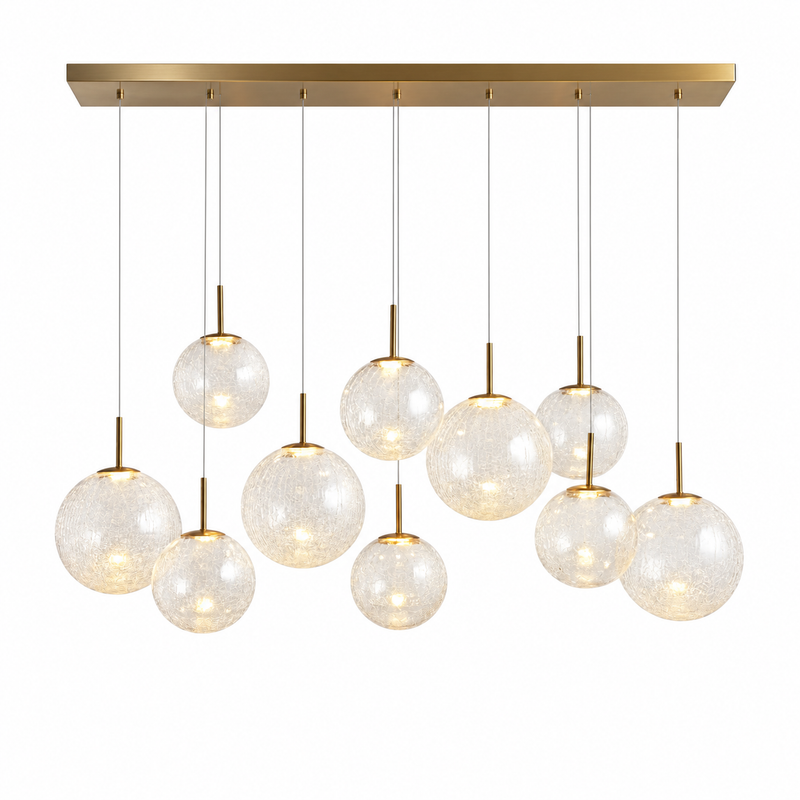 Casens Hand-Blown Glass Globe Linear LED Chandelier