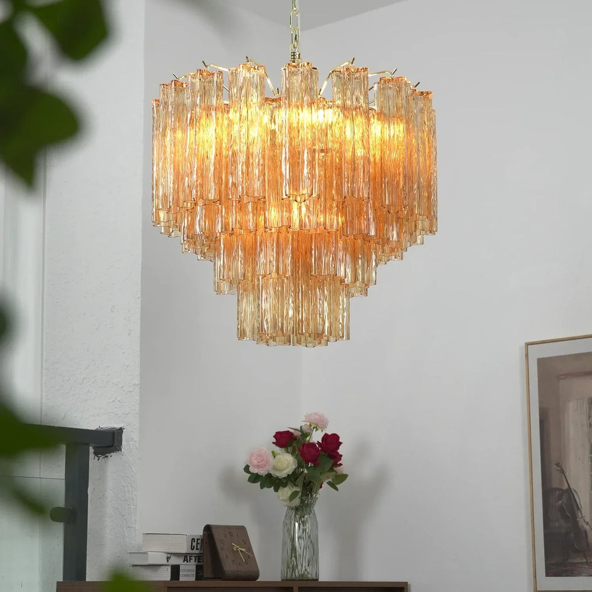 Addis Star-Shaped Glass Tubes Chandelier