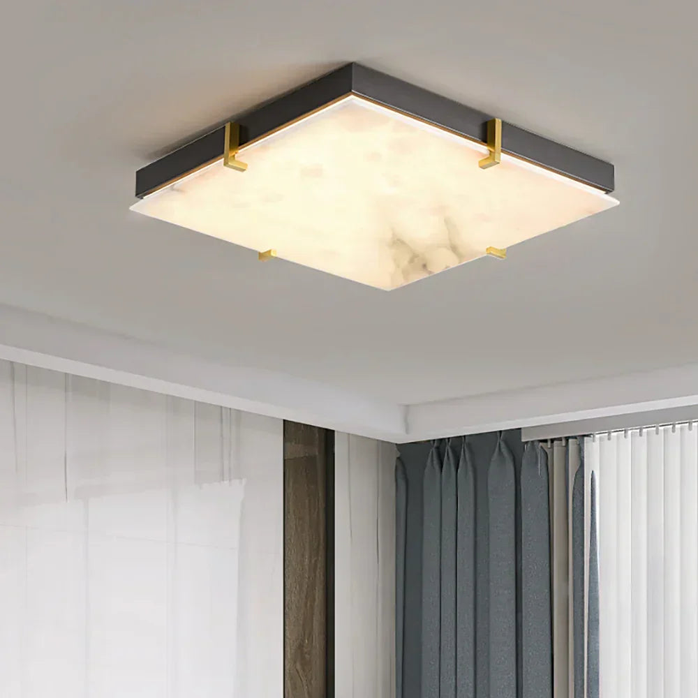 Alabaster Black Square Ceiling Lamp