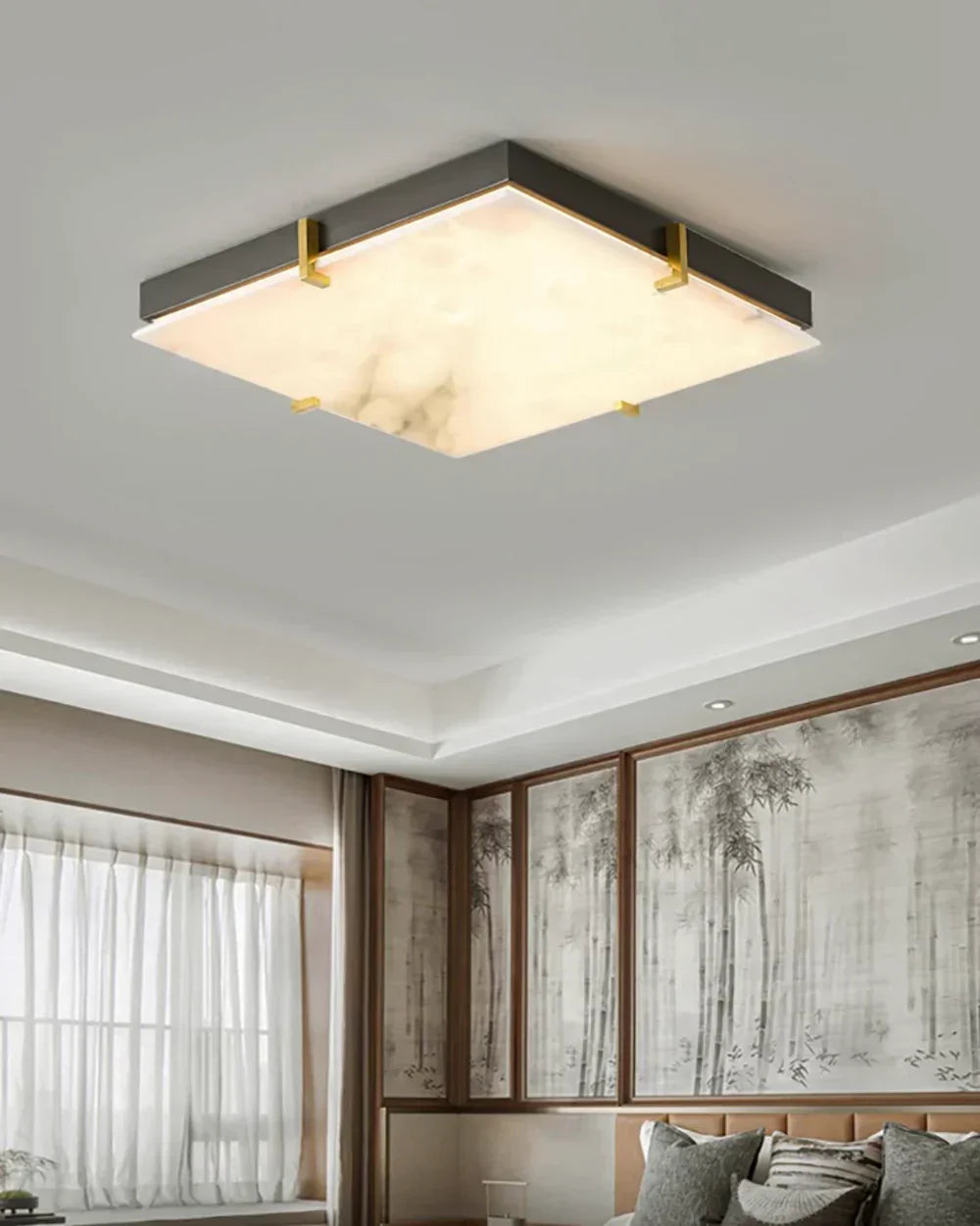 Alabaster Black Square Ceiling Lamp