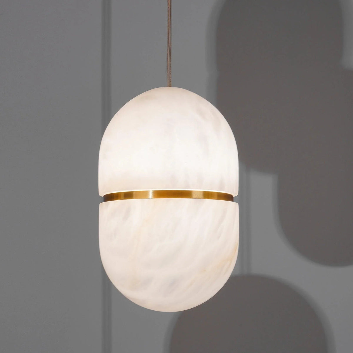 Alabaster Capsule Shaped Oval Pendant Lamp
