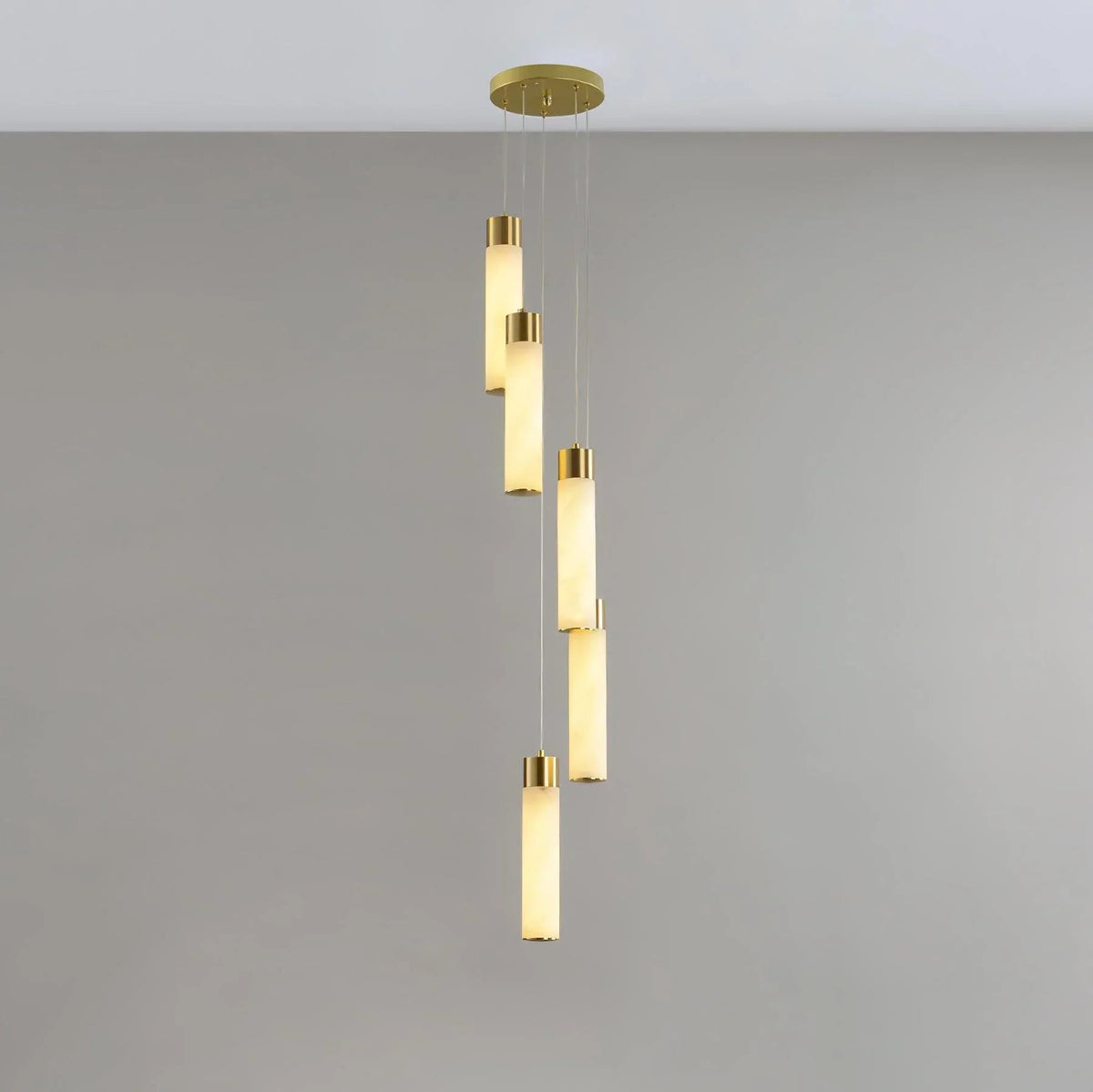 Alabaster Celestial Brass Cascade Chandelier