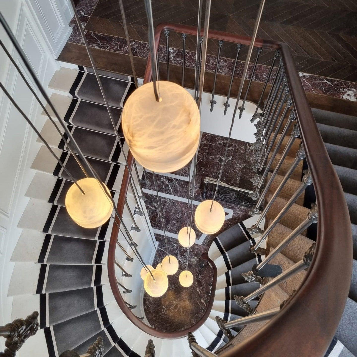 Alabaster Capsule Shaped Oval Pendant Lamp