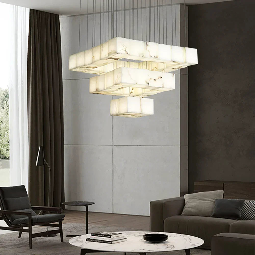 Alabaster Cube Box Chandelier