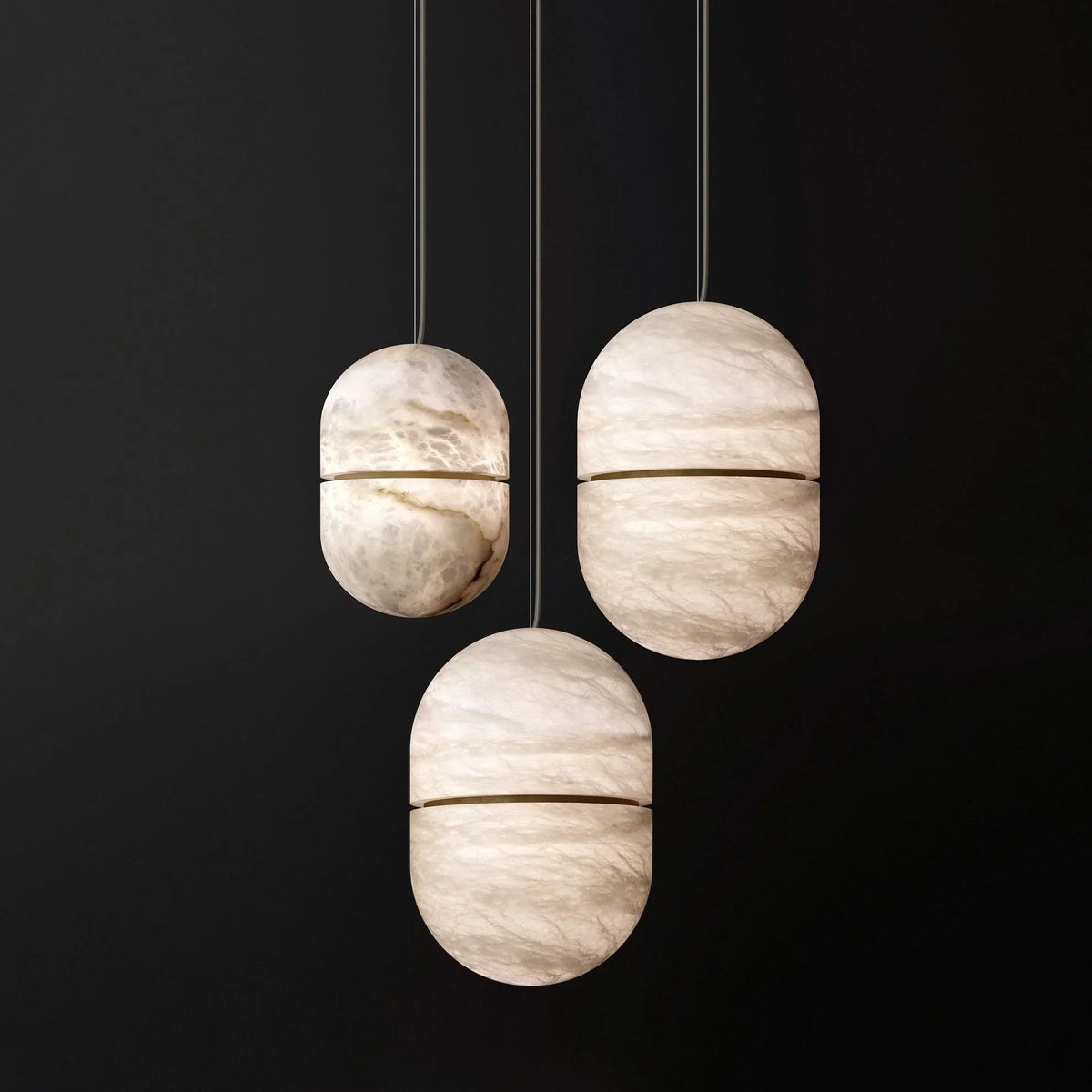 Alabaster Capsule Shaped Oval Pendant Lamp