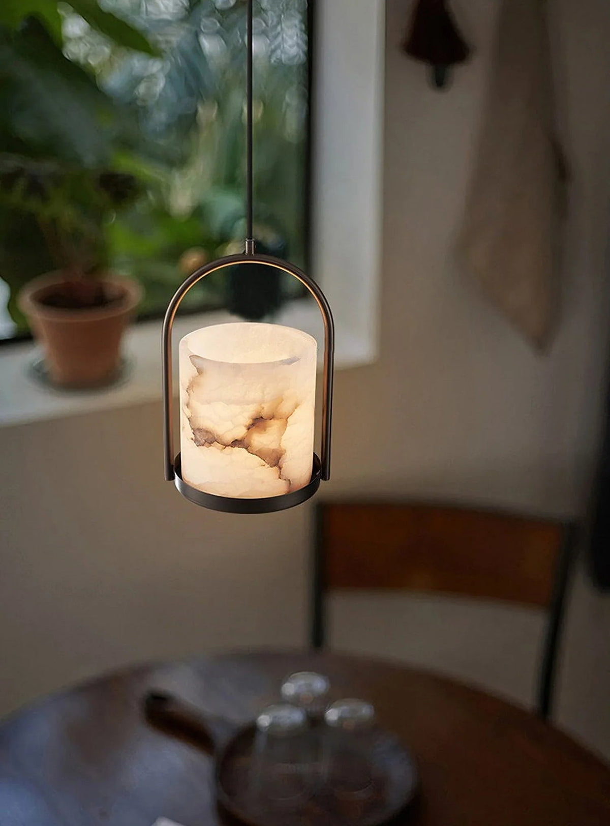 Alabaster Cylinder Pendant Light