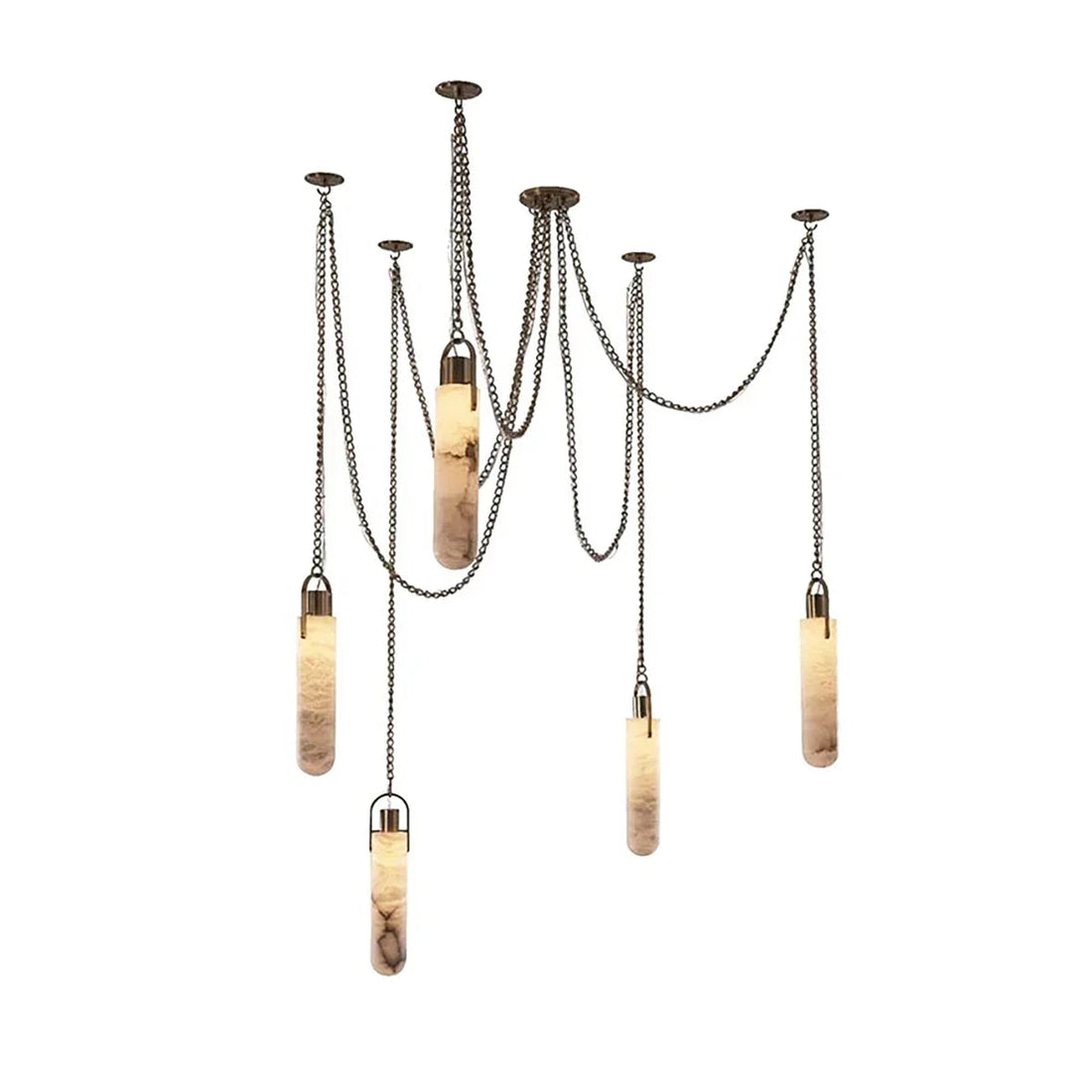 Alabaster Cylindrical Draped Chain Chandelier