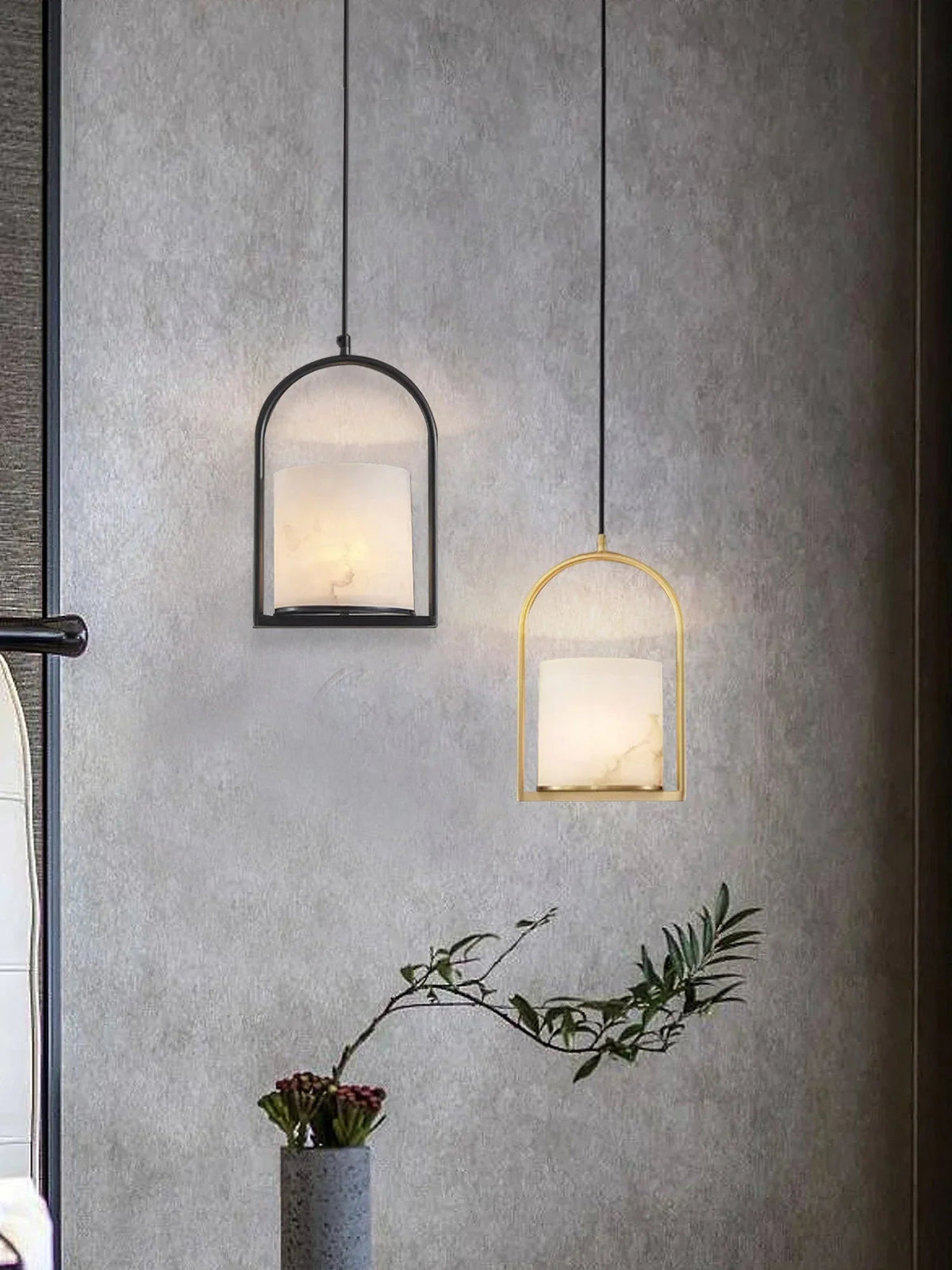 Alabaster Cylinder Pendant Light