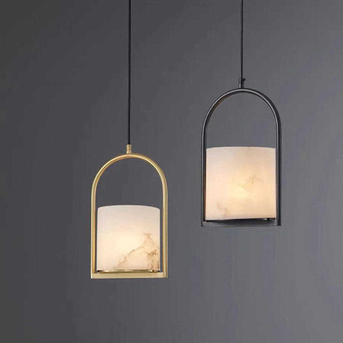 Alabaster Cylinder Pendant Light