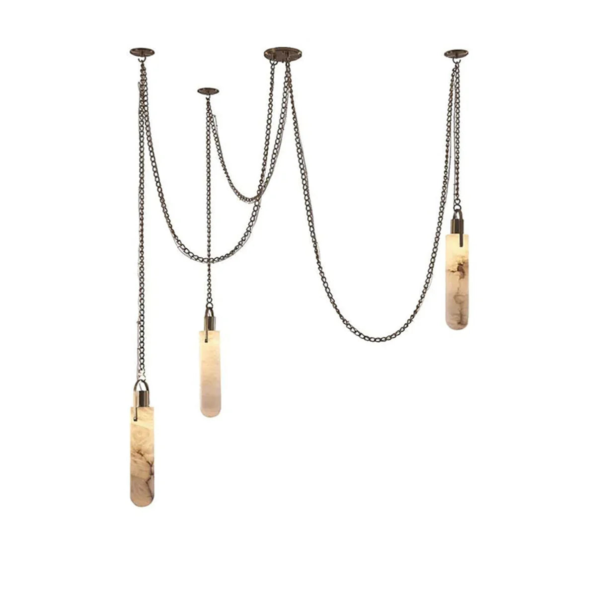 Alabaster Cylindrical Draped Chain Chandelier
