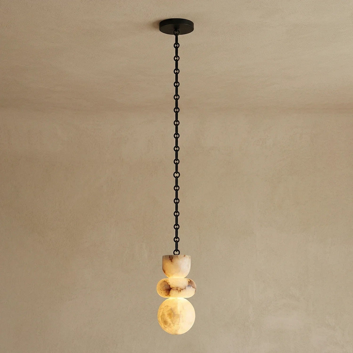 Alabaster Cylindrical Chain Chandelier