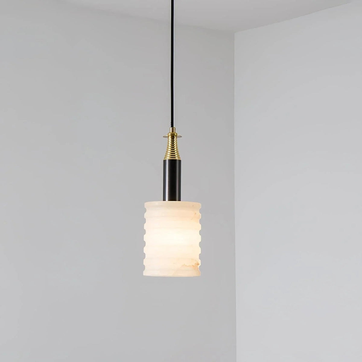 Alabaster Cylindrical Thread Pendant Light