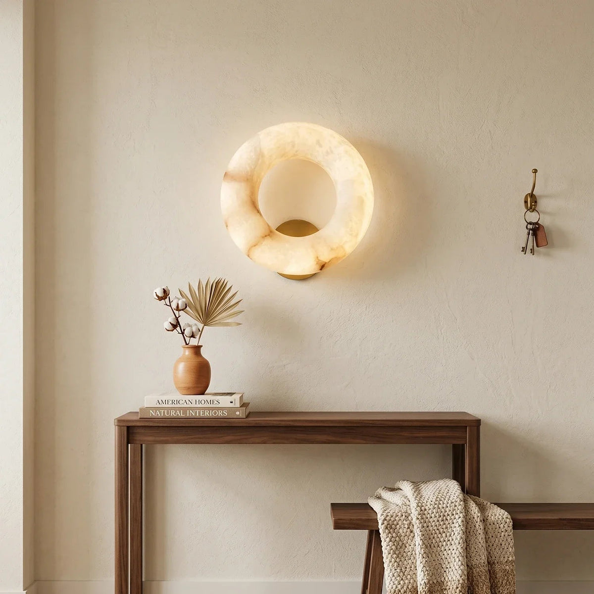 Alabaster Donut Ring Wall Sconce
