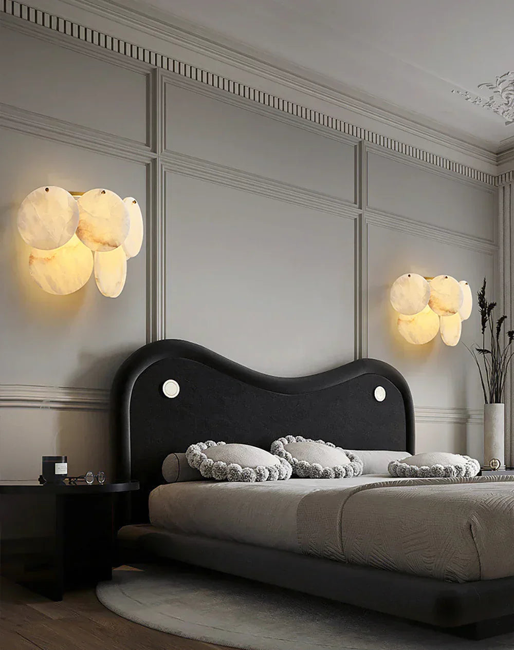 Alabaster Double Layer Round Wall Lamp