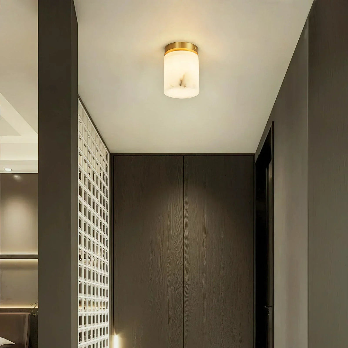Alabaster Melange Brass Ceiling Light