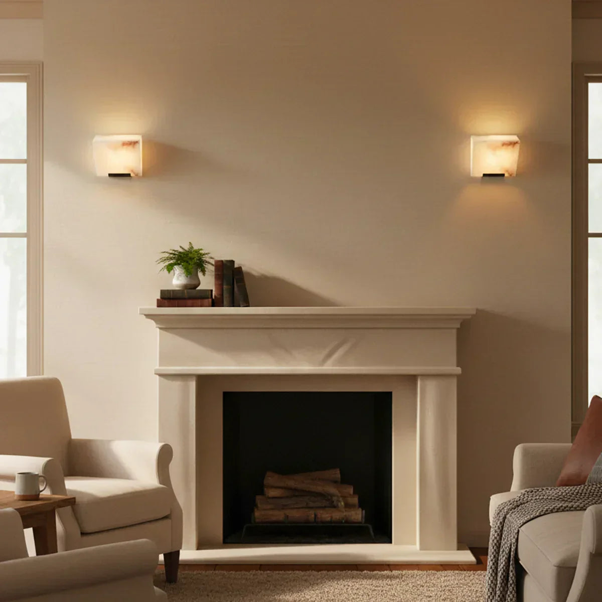 Minimalist Alabaster Facade Wall Lamp
