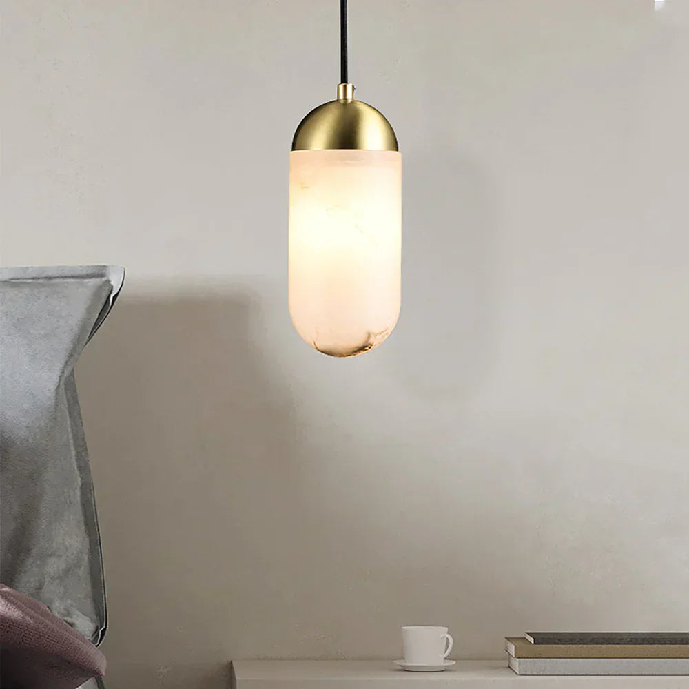 Alabaster Moonshade Copper Pendant Lamp