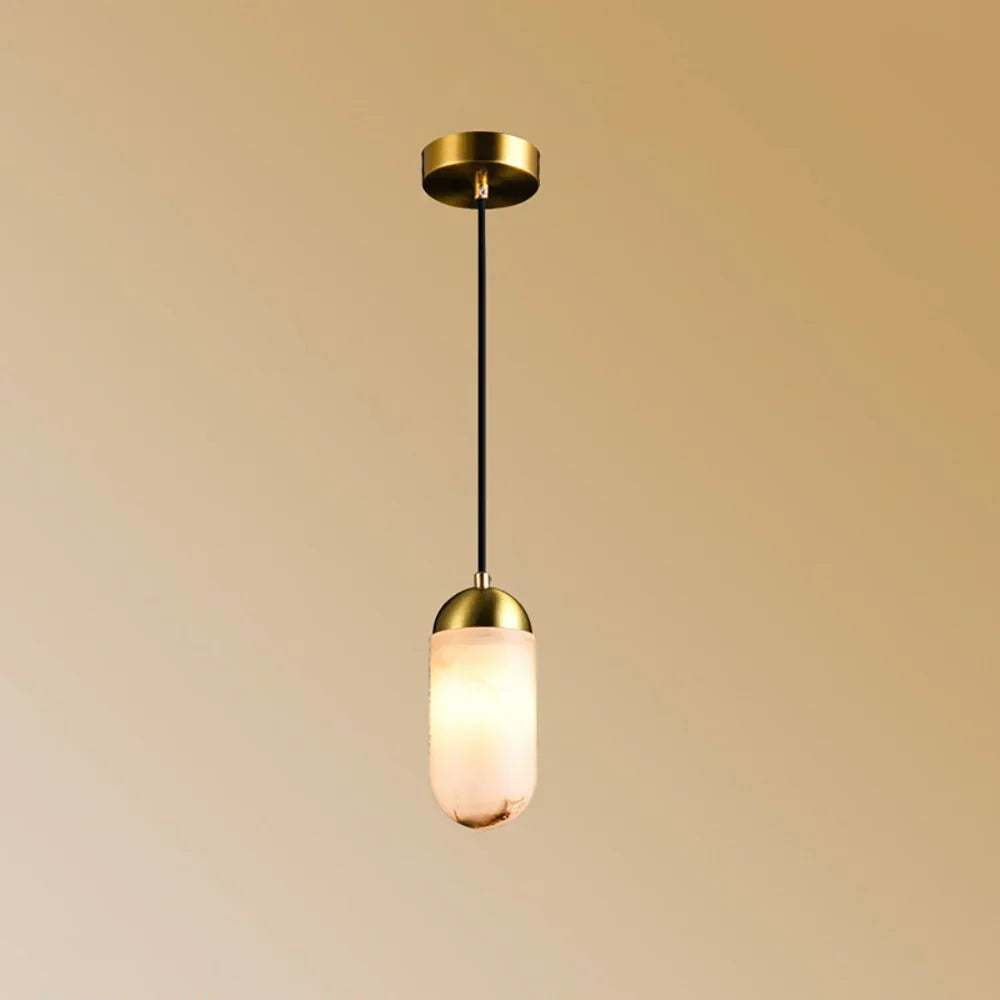 Alabaster Moonshade Copper Pendant Lamp