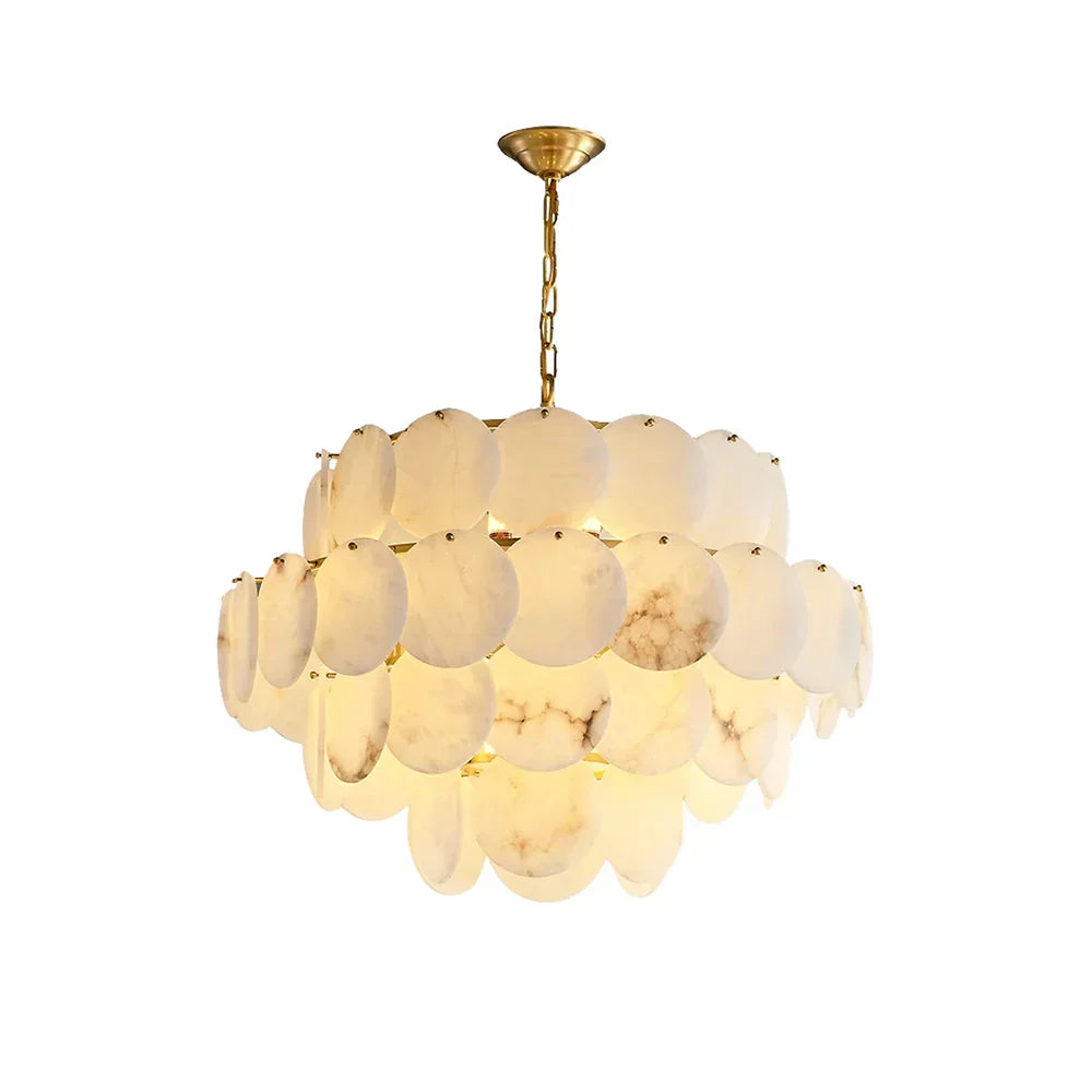 Alabaster Multi-Layer Brass Chandelier