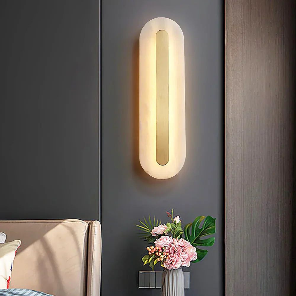 Alabaster Oval Wall Light