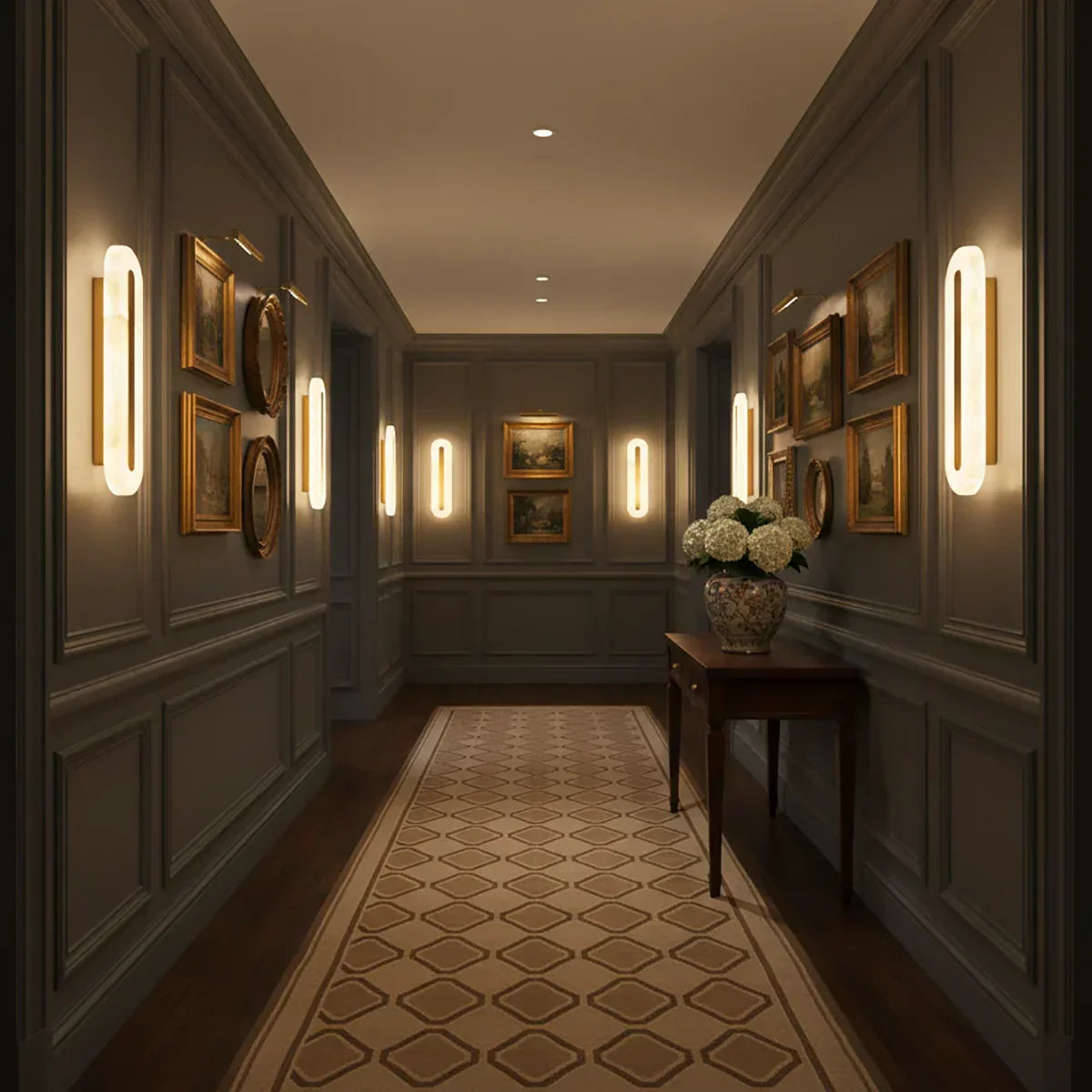 Alabaster Oval Wall Light