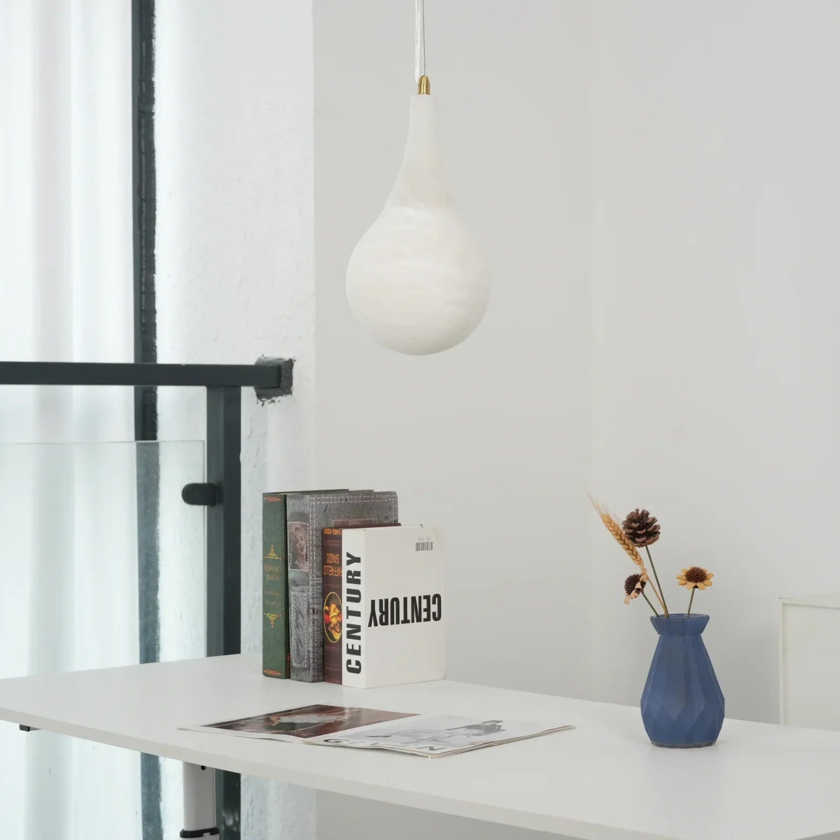 Alabaster Raindrop Pendant Light