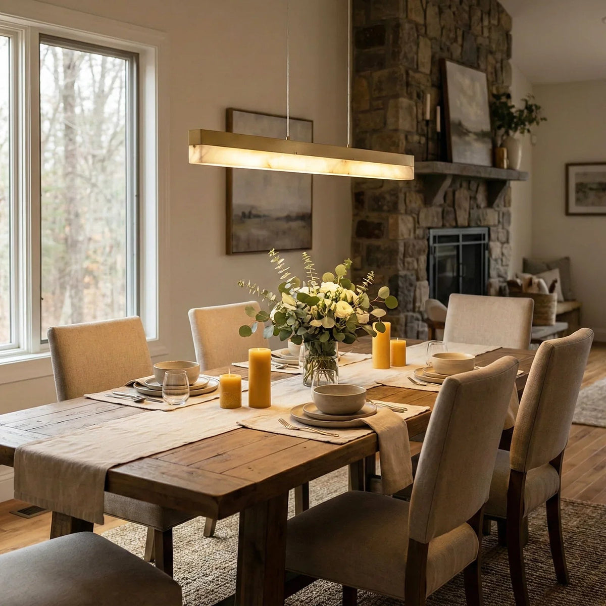 Alabaster Rectangle Linear Pendant Light