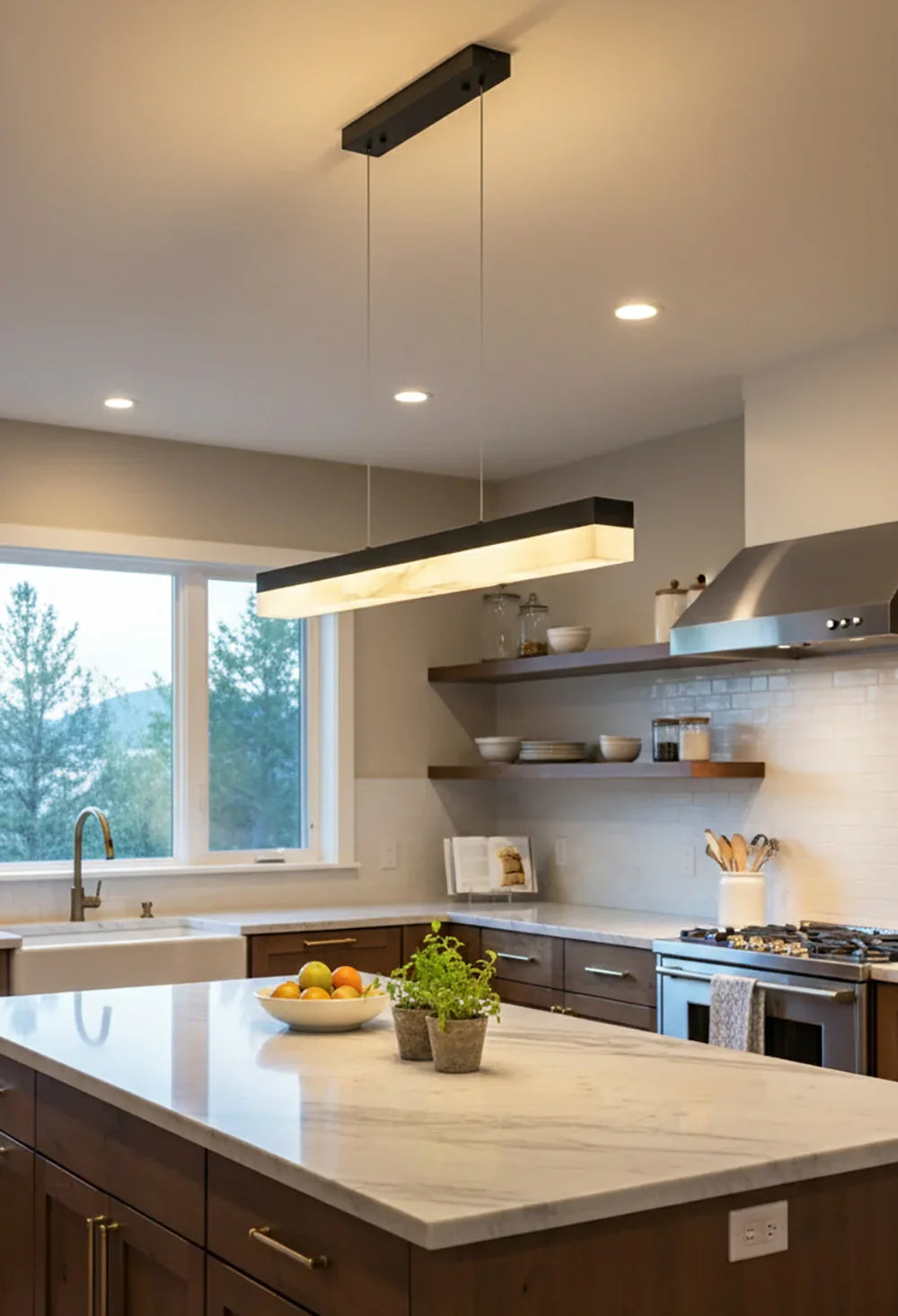 Alabaster Rectangle Linear Pendant Light