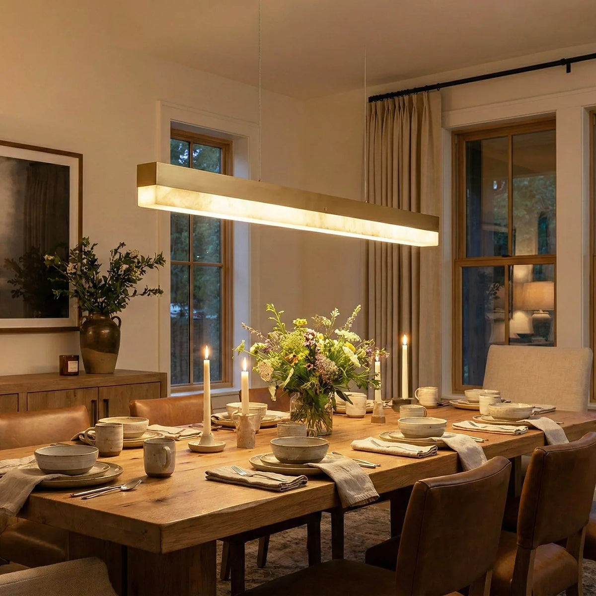 Alabaster Rectangle Linear Pendant Light